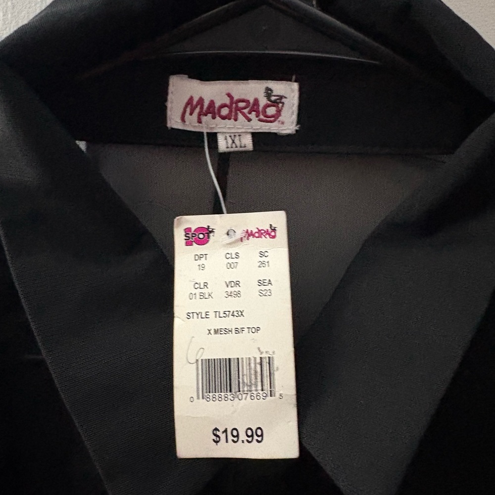 Madrag Sheer Black Ruffled Button-Up Blouse - Picture 3 of 3
